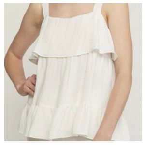 ZARA Tiered Petal Ruffle Linen Top